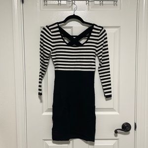 Black and white cotton bodycon dress